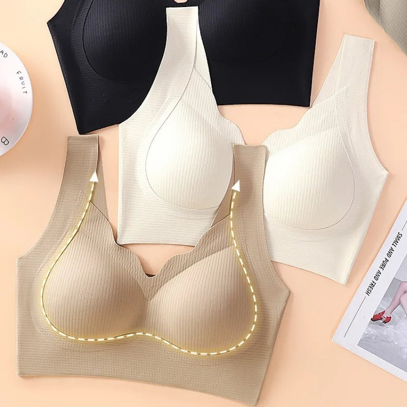 2Pcs/Set Seamless Bras For Women Padded Underwear Wireless Bralette Breathable No Steel Ring Fitness Underwear Sexy Lingerie