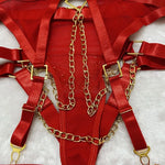 Toucheart Erotic Underwear Mesh See-through Patchwork Metal Chain Hot Girls Sexy Seductive Coquette Nightclub Party Dance Suit