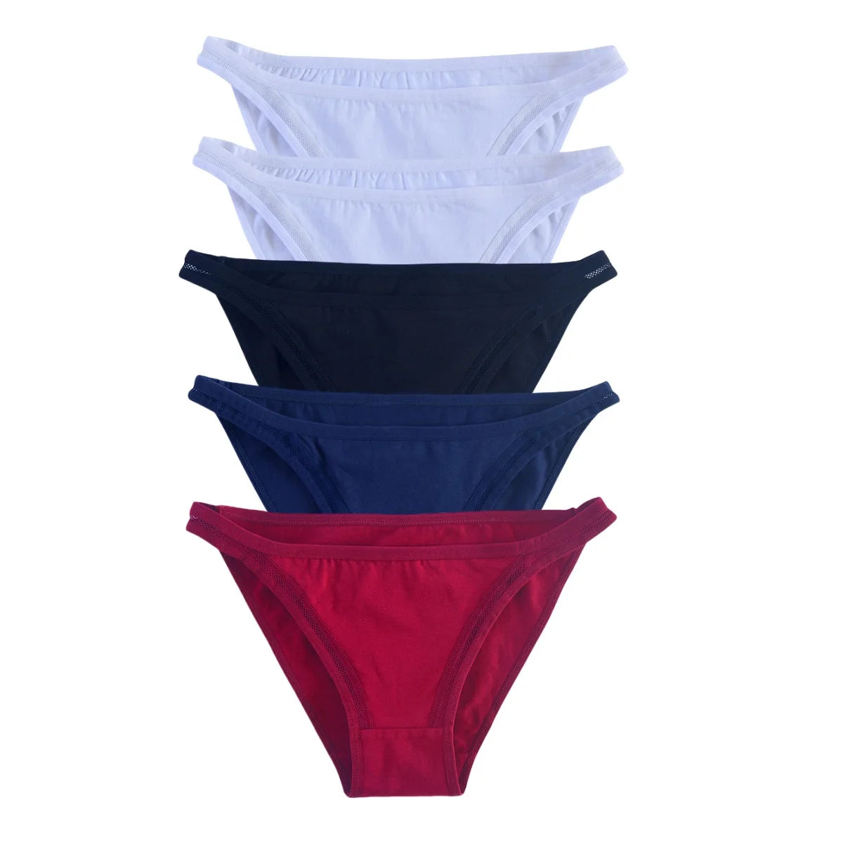 5Pcs/Set Cotton Panties Women Low Rise Briefs Solid Color Underwear Comfort Breathable Underpants M-XL Sexy Lingerie
