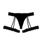 1pcs XL-4XL Plus Size Lace Women Thongs Mid Waist Solid Ladies G-string New Fashion Erotic Underwear Female Suspender Socks