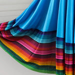 High Waist Spanish Swing Skirt Midi Skirt Ladies Folk Dance Skirt Elastic Large Swing Hem Mexican Flamenco Performance Skirts