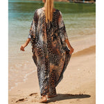 Sexy Zebra Printed V Neck Tunic Beach Cover Up Cover-ups Beach Dress Beach Wear Beachwear Beach Long Dress Female Women V4159