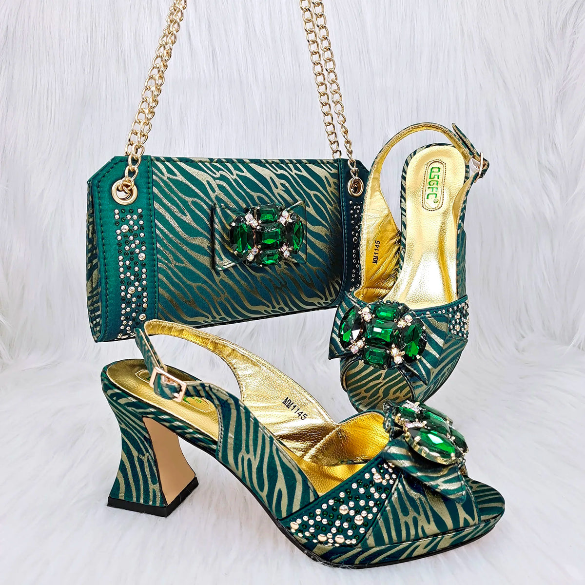 Doershow nice African Shoes And Bag Matching Set With gold Hot Selling Women Italian Shoes And Bag Set For Wedding HRF1-9