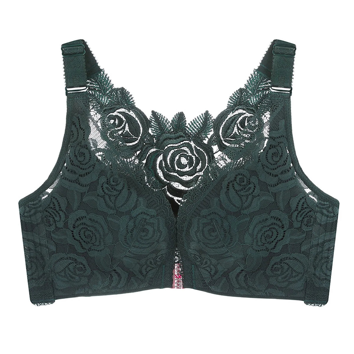 Women's Rose Floral Lace Bra Wireless Bralettes No Underwire Comfort Push Up Lingerie Sexy Ladies Underwear Plus Size 44e