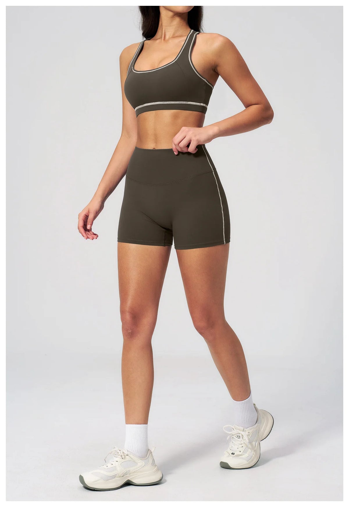 Summer New Color Contrast Yoga Set Women Tight I-shaped Back Sports Bra Versatile Fitness Suit High Waist Shorts Workout Clothes