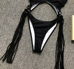DEKA Long Tassel One Piece Swimwear Hollow Out Women Backless Swimming Suit Cut Out Halter Cross Swimsuit Female Beachwe Bathing