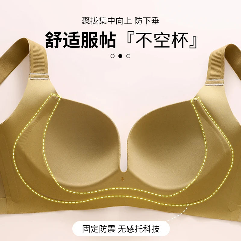 Plus Size Bra Sexy Lingerie Thick Cup Bras for Women Solid Padded Underwear Push Up Brassiere Femme Wireless Bra invisible bra