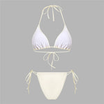 New With Hollow Out Cover Up Halter Bikini Women Swimwear Female Swimsuit Three-pieces Bikini set Bather Bathing Suit Swim V7964