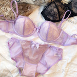 French Underwear Set Sexy Eyelash Lace Embroidery Bra Set Women 1/2 Cup Push Up Bras Small Breast Lingerie and Panties Set