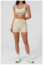 Summer New Color Contrast Yoga Set Women Tight I-shaped Back Sports Bra Versatile Fitness Suit High Waist Shorts Workout Clothes