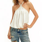 Women SummerHalter Crop Top Sleeveless Backless Solid/Dots PrintVest for Club Party
