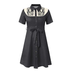 Western Cowgirl Printed Dress Halloween Cosplay Costume Summer Cowboy Button-Down Dress Short Sleeves 100% Cotton Sexy Dress