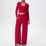 3 Pcs Women's Seamless Yoga Set Sports Fitness Gym Slim-Fit Long Sleeve & Tank Top Suits Workout Running Training Sets
