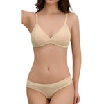 Women Bra and Panties Set Push Up Bralette Non-wire 1/3 Cup Bras Low Rise Thongs Sexy Lingerie Set Women Cotton Underwear