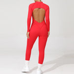 Padded Women Long Sleeve Sport Yoga Jumpsuit Workout Clothes for Women Sportwear Backless Zipper Fitness Gym Outfit