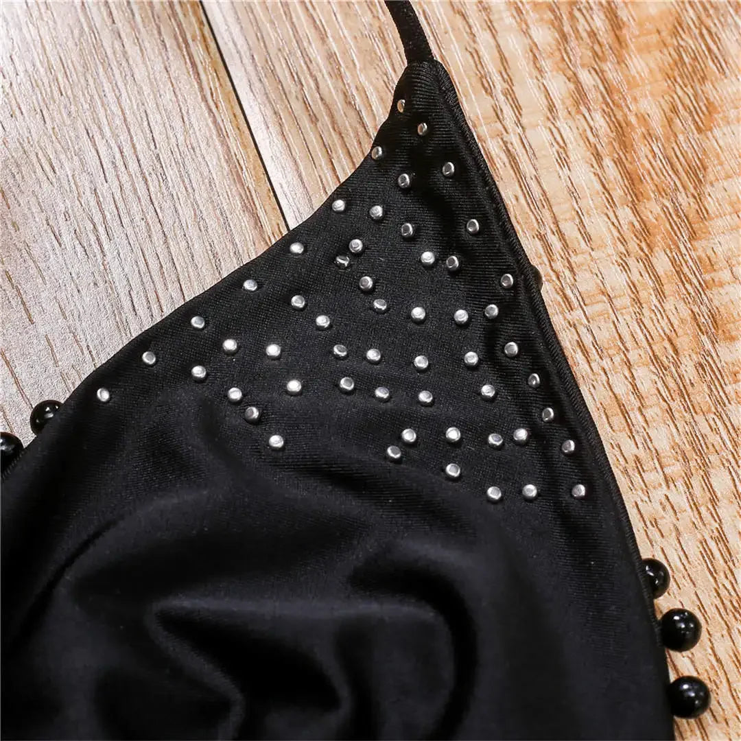 Halter Luxury Pearl Bikini Mini Micro Bikinis Female Swimsuit Women Swimwear Two-pieces Bikini Set Bather Bathing Suit Swim Lady