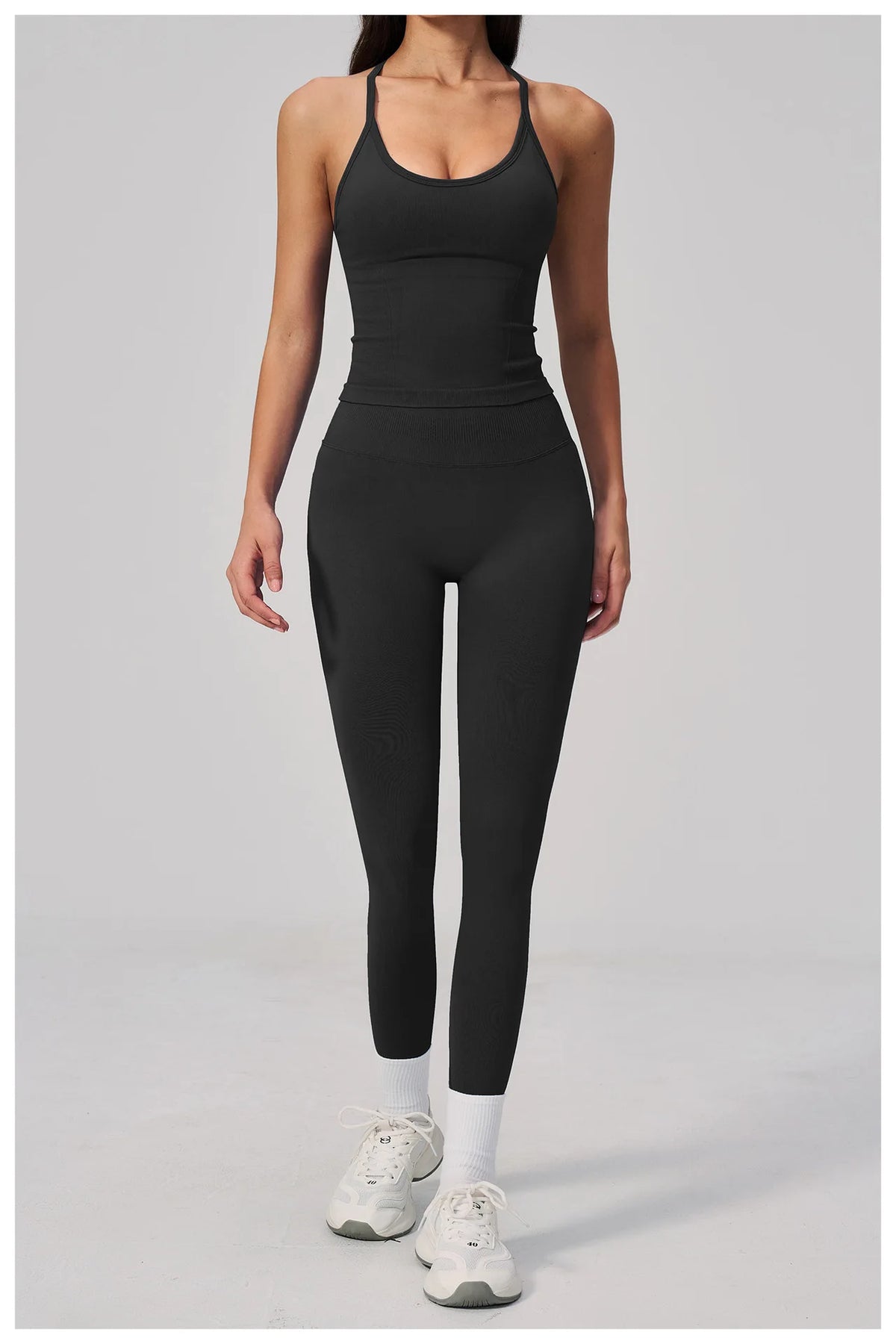 Summer Seamless Yoga Sets Women Outdoor Slimming Sports Tank Top High Waist Hip Lifting Leggings Gym Fitness Suits Tracksuit