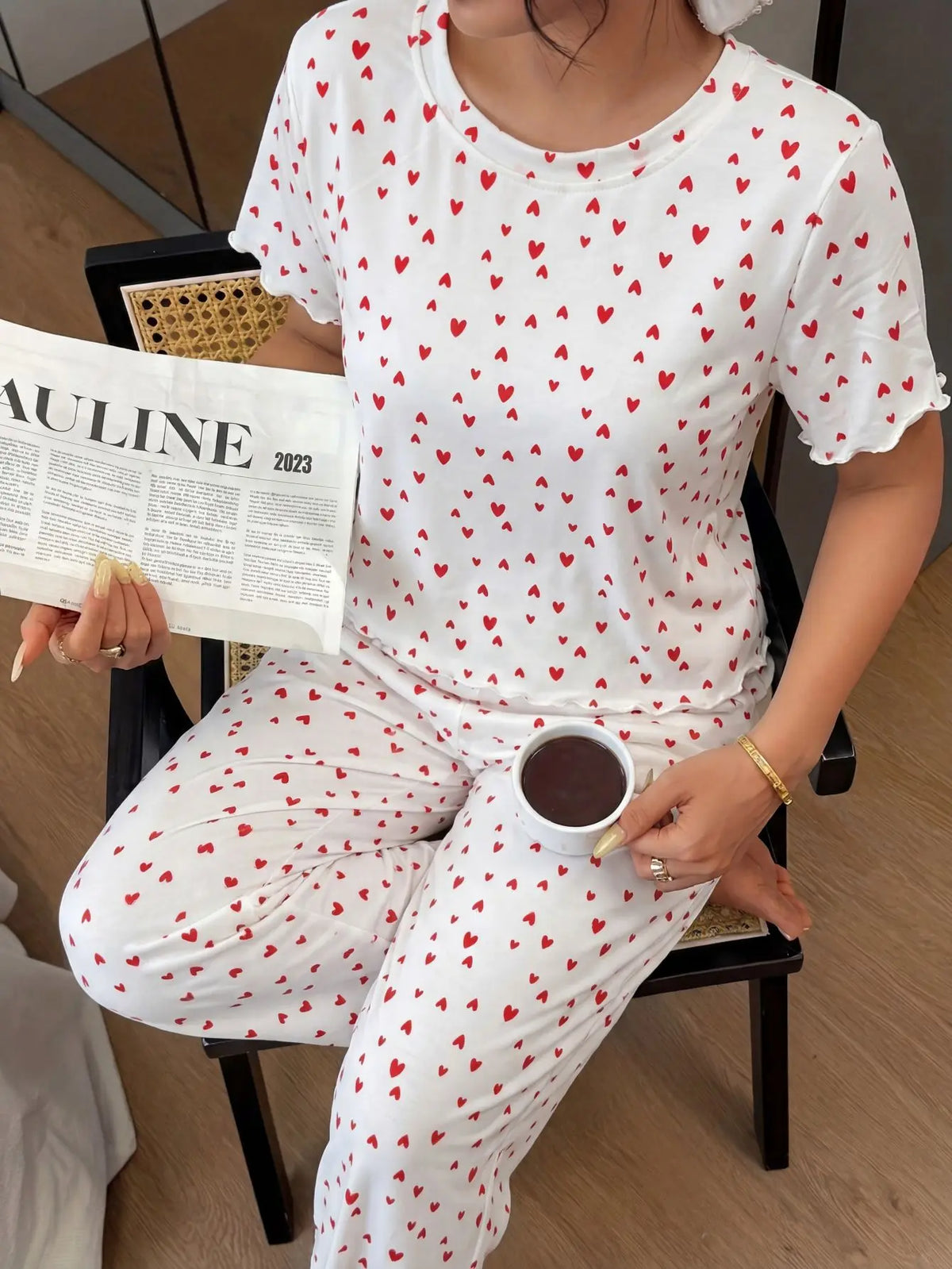 New Fashion Leopard Printed Short-Sleeved Pajamas Set Women's Sleepwear Casual Loose Tops and Trousers Set Loungewear
