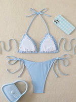 Halter Triangle String Bikinis 2026 Women Sexy Striped Swimsuit RuffleSwimwear Female Bathers Bathing Swimming Swim Suit