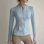 Women's Slim Fit Quick Dry Yoga Fitness Jacket Professional Running Sports Long Sleeve Top for Slimming Effect