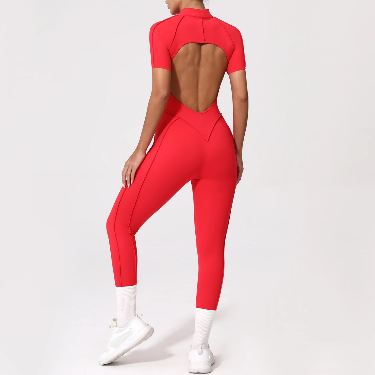 With Zipper Hollow Back Yoga Jumpsuit Sportswear Women Gym Clothes Running Fitness Yoga Backless Bodysuit
