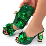 Doershow Italian Shoes And Bag Sets For Evening Party With Stones Italian Leather Handbags Match Bags!HZX1-6