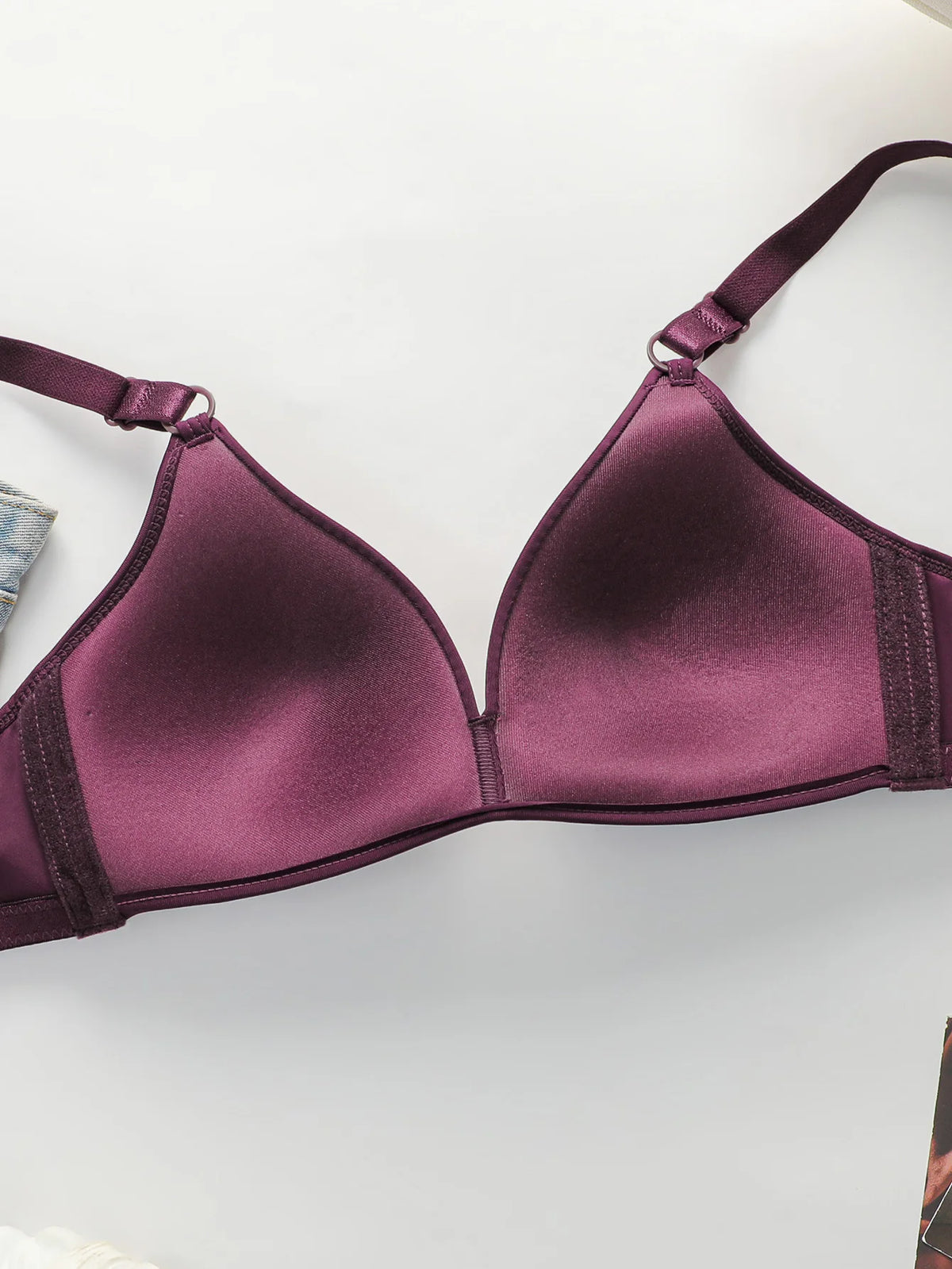 (3/4) Cup sizeUltra Thin Sexy Ice Silk Wireless Bra For Women Sexy Gather Underwear Push Up Simple Lingerie J8826