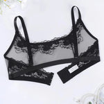 1pcs Plus Size 1XL-4XL Sexy Lace Women's Bras No Pad Breathable Sexy Lingerie 3/4 Cup Black Female Underwear Perspective Bra
