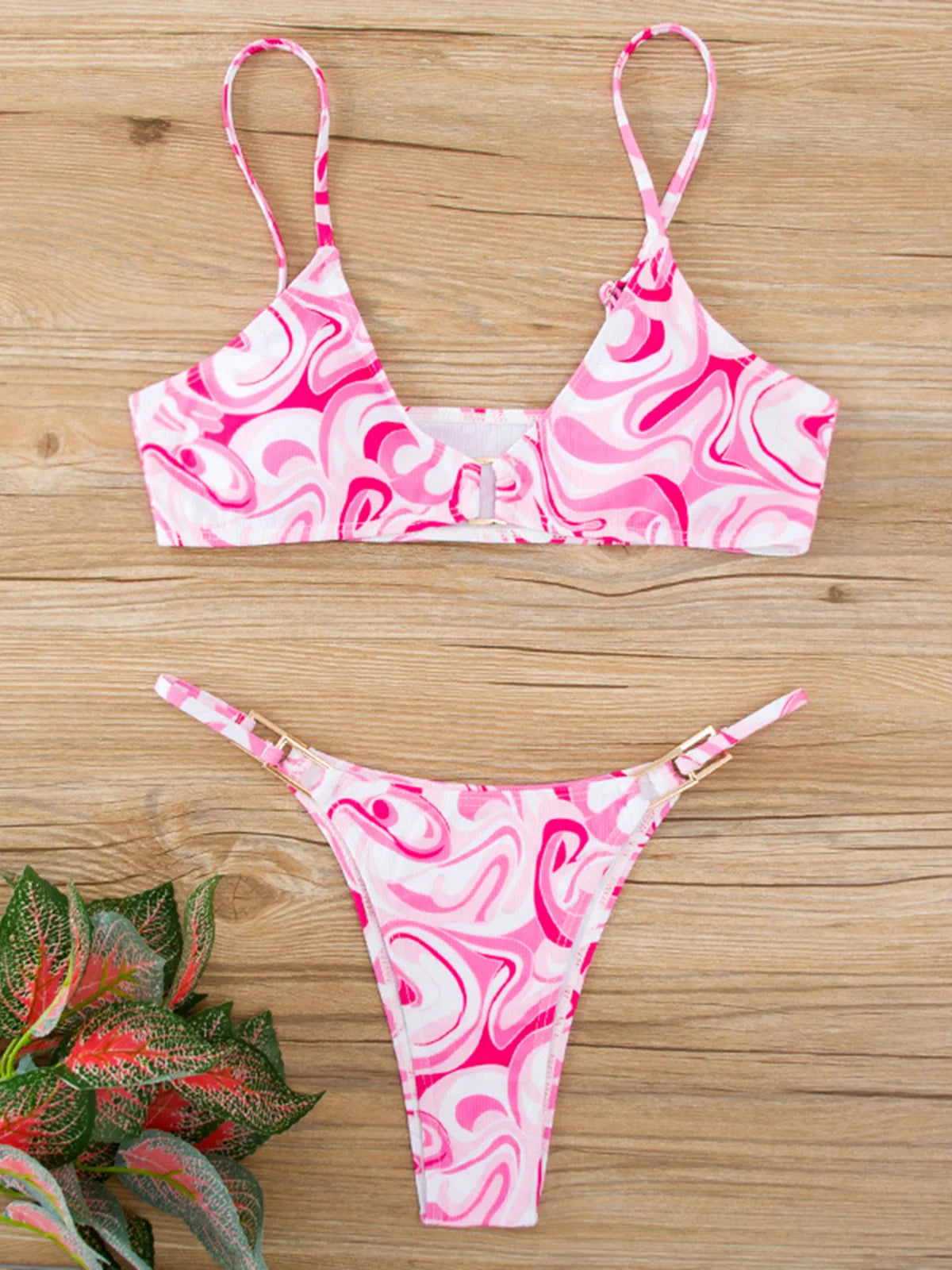11 Colors Sexy Ribbed High Cut Bikini Women Swimwear Female Swimsuit Two-piece Bikini Padded set Bather Bathing Suit Swim V7111B
