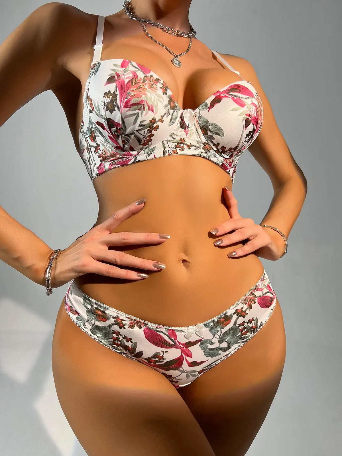 Best Selling Women's Underwear Set Bra and Panty 2PCSCute Print Flowers Shapewear Thin Section Lingerie Comfortable A2134