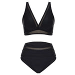 High Waist Bikini Set Sexy Push Up Swimsuit Women Black Beachwear Tummy Control Swimwear Adjustable Bathing Suit Bikinis