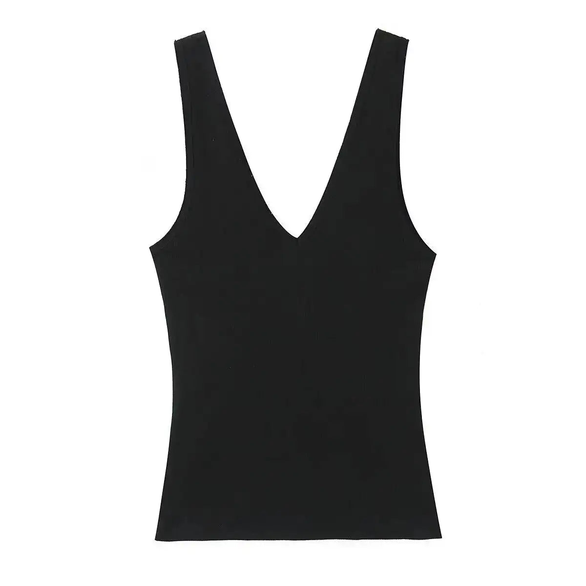 Women's Fashionable Casual V-neck Ribbed Top Multicolor Ribbed Deep V Neck Sleeveless Top Slim Fit Casual Top For Women ZEPW