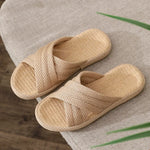 Breathable Cotton Linen Slippers For Women Men Spring Summer House Shoes Anti-slip Solid Color Couples Home Floor Slides