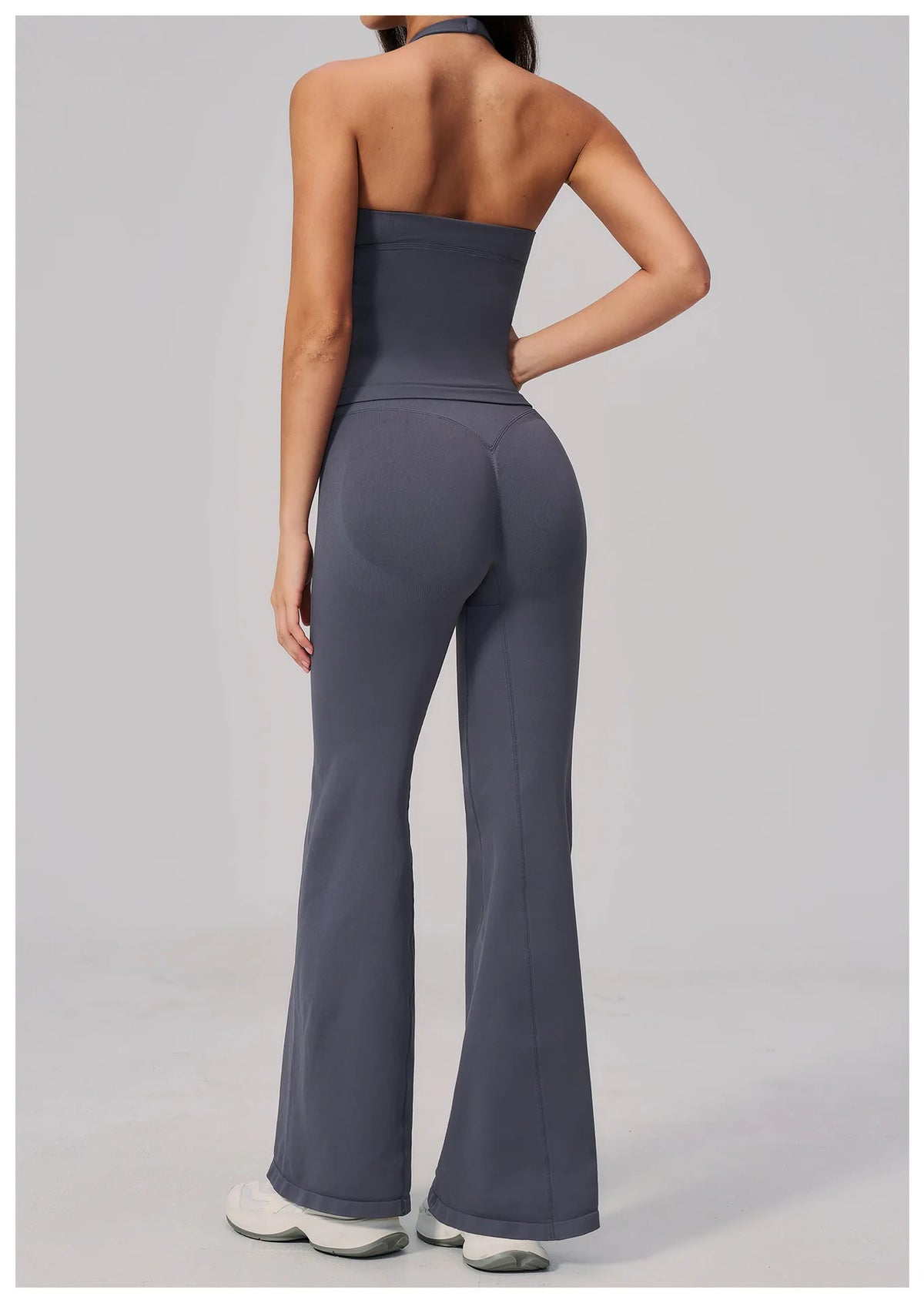 V-neck Yoga Sets Women Seamless Slimming Sports Tank Top High Waist Wide Leg Pants Fitness Suit Outwear Gym Running Tracksuit