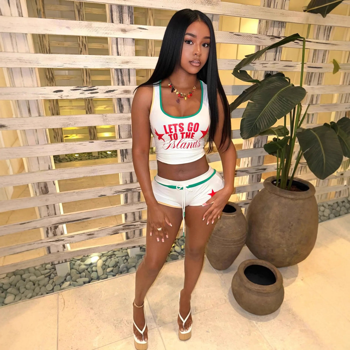 Summer new European and American sports fashion slim hot girl letter printed vest top shorts suit