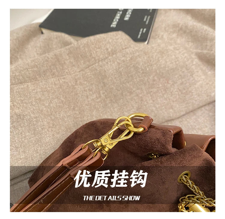 2026 Soft Commuting Crossbody Bags Faux Suede Sewing Hot Sale Bags for WomenThread Solid Color String Women's Handbags