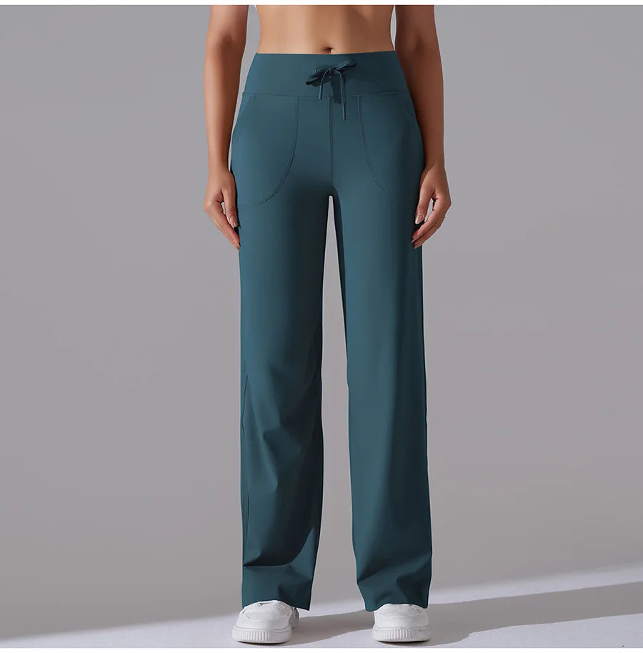 New Yoga Straight Leg Sweatpants Straight Leg Women's Loose Tracksuit Pants Wide Leg Outdoor Gym Running Casual Tracksuit Pants