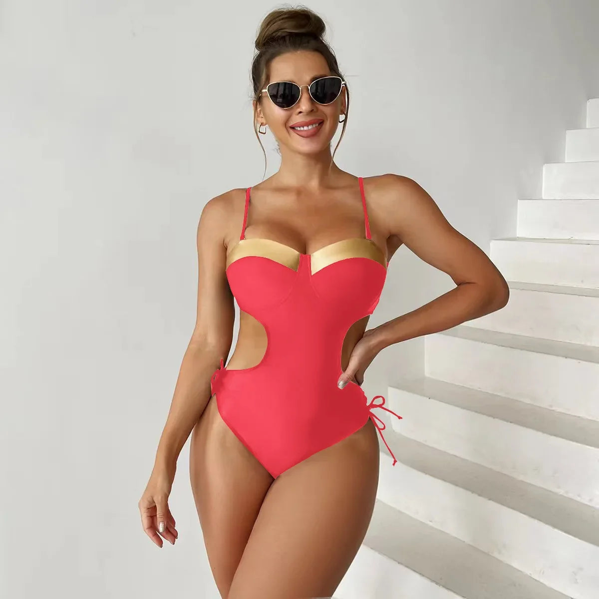 2024 Sexy Black One Piece Swimsuit Cut Out Bandage Trikini Swim Bathing Suit Monokini Push Up Brazilian Swimwear Women Bodysuit
