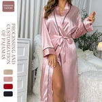 Summer Thin Long Length Ice Silk Robe Women's Fashion Minimalist Sexy Cardigan Bathrobe Manufacturer Stock Loungewear