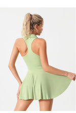 Quick Dry Tennis Dresses Women Turn Down Collar Golf Pleate Skirt Dress Pockets Fitness Shorts 2 Piece Tennis Yoga Suits