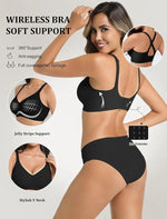 Women's Jelly Seamless Wire-Free Bra Full Cup Thin Mold Soft Support Underwear Plus Size Comfortable High Elasticity Bra