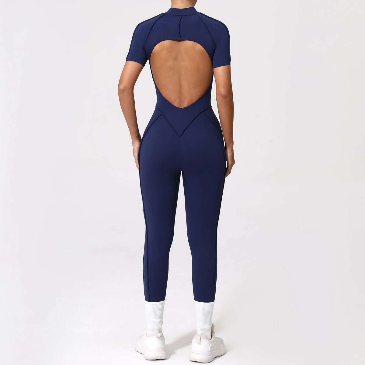 With Zipper Hollow Back Yoga Jumpsuit Sportswear Women Gym Clothes Running Fitness Yoga Backless Bodysuit