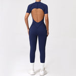 With Zipper Hollow Back Yoga Jumpsuit Sportswear Women Gym Clothes Running Fitness Yoga Backless Bodysuit
