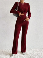 Autumn New Arrival Women's Sleepwear Home Outfit Two-Piece Set Casual Comfort Long Sleeve Short Top and Slim-Fit Pants Set Hot