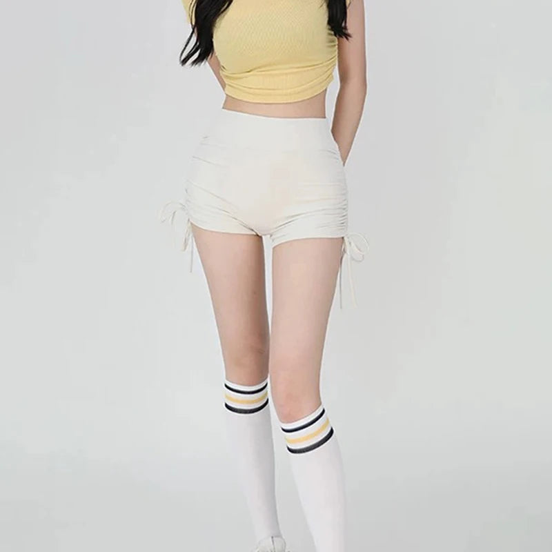 High-Waisted Women's Yoga Fitness Shorts Sexy Drawstring Tied Three-Part Sports Hot Pants for Fitness And Exercise