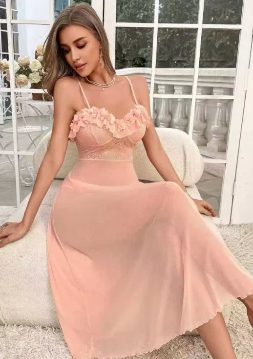Women White Lace Ruffle Spaghetti Strap Midi Dress Ruched Flowy Wedding Guest Evening Party Dress
