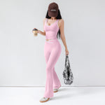 Women's CrossFlow Set: Open Back Top & 8' Shorts W/Second-Skin Fit & Run-Ready Yoga Trim