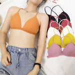 Front Closure Bra Deep V Bras For Women Thin Cross Straps Wire Free Brassiere Pdded Bralette Women's Underwear Sexy Lingerie