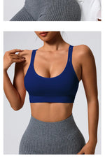 Color-blocked Yoga Top with Cross-straps Yoga Bra Stretchy Comfortable Breathable Sports Vest Wire-free Bra