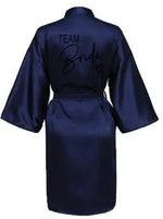 Wedding Party Team Bride Robe With Black Letters Kimono Satin Pajamas Bridesmaid Bathrobe SP003